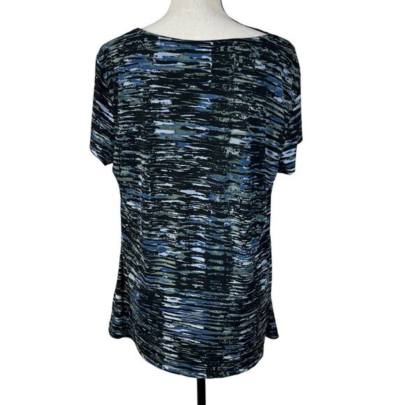 Liz Claiborne X-Large Top Abstract Cap Sleeve V-Neck Stretch Lightweight Multi - Picture 4 of 7